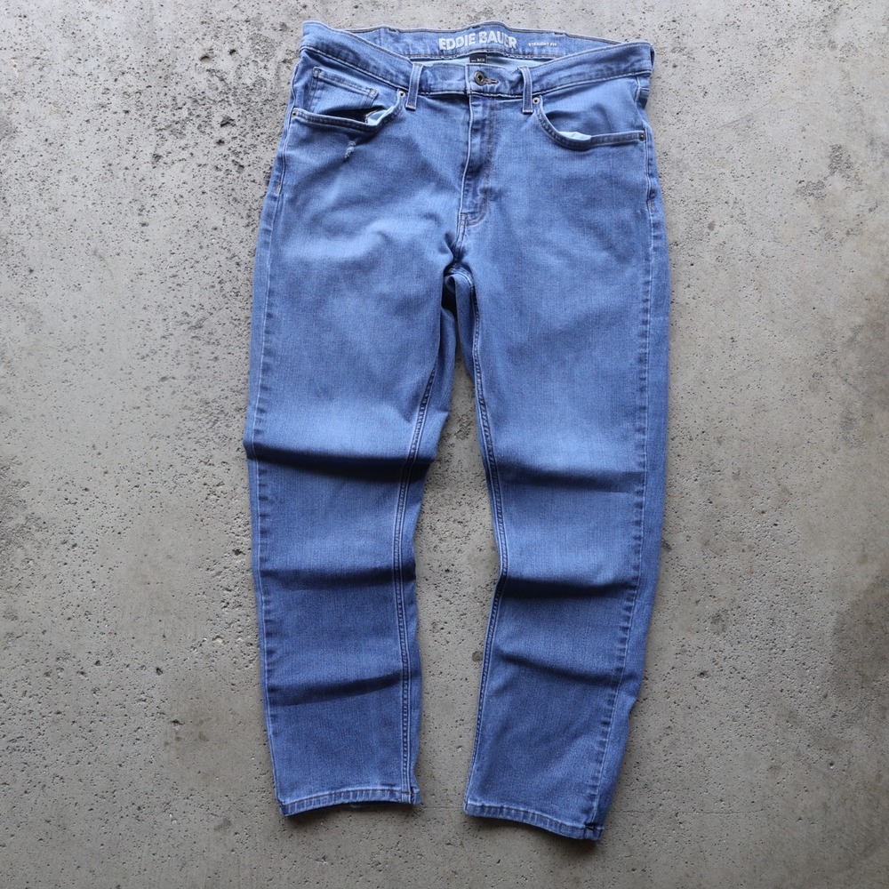 Eddie Bauer Men's Jeans 36x30 Straight Fit Blue Stretch Denim Pants‎